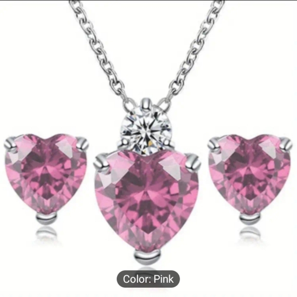 Pink Heart necklace set - Picture 1 of 3